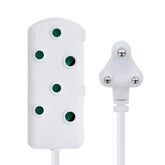 Switched 5m SBS Extension Cable Cord Lead Multiplug - Light Duty - White